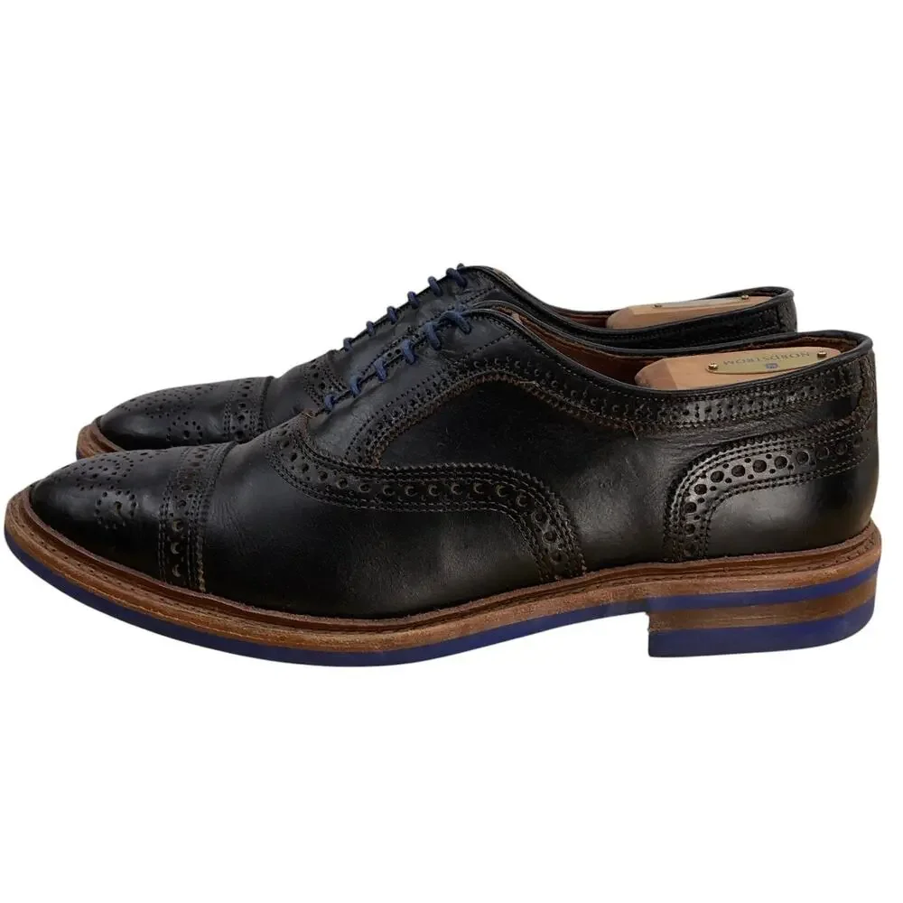 Allen Edmonds Shoes Mens 10.5D Strandmok Wingtip Brogue Dress Oxfords Blue Sole